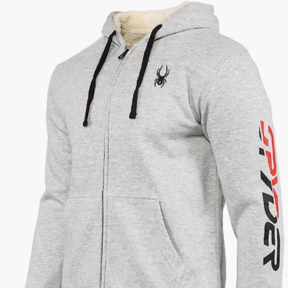 Spyder Men's Logo Full Zip Hoodie Grey Size Medium - Picture 1 of 3